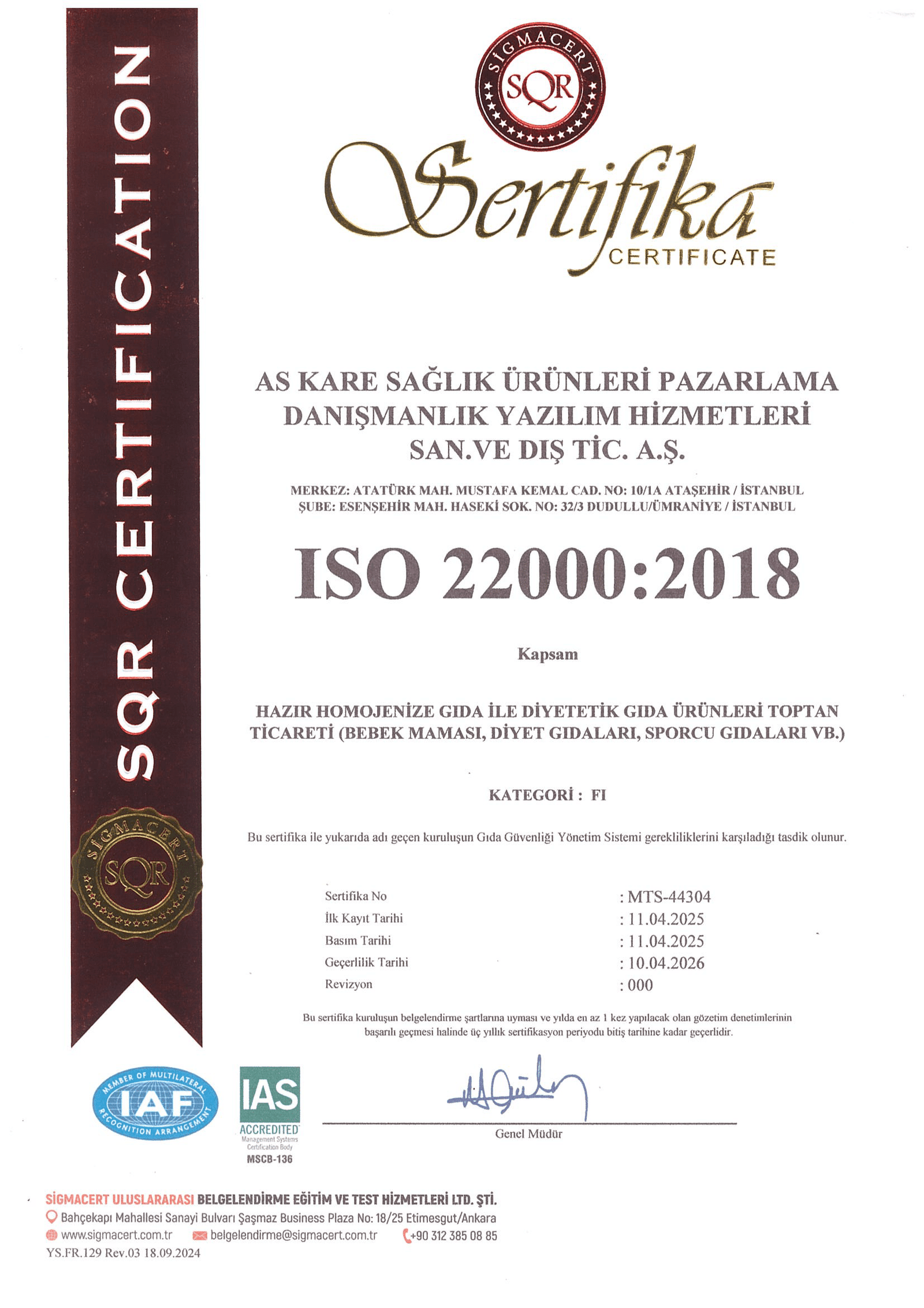 ISO 22000 - Gıda Güvenliği (TR)